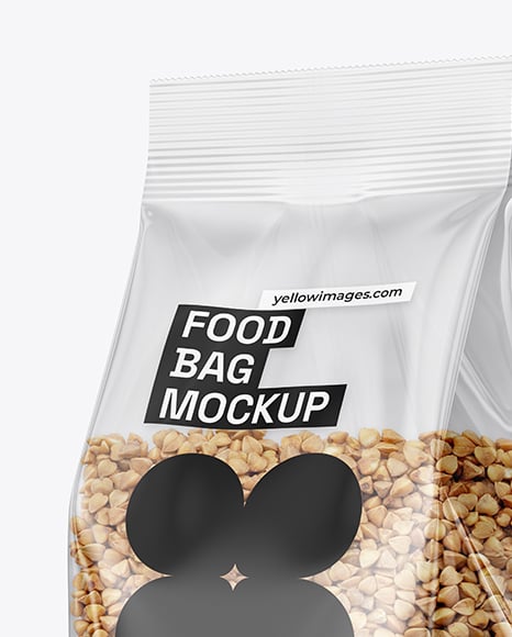 Transparent Package with Buckwheat Mockup