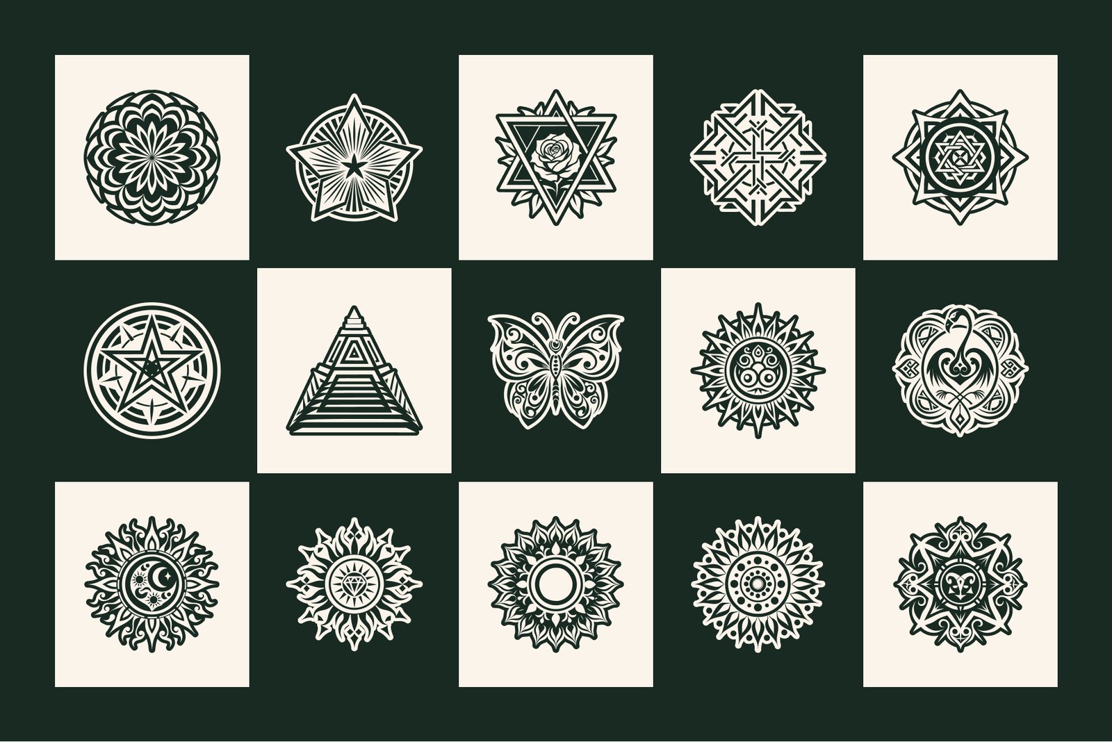 Deco Symbols and Tattoo Art Set