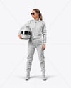 Woman Wearing Full Racing Kit Mockup