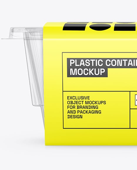 Clear Plastic Food Container in Paper Sleeve Mockup