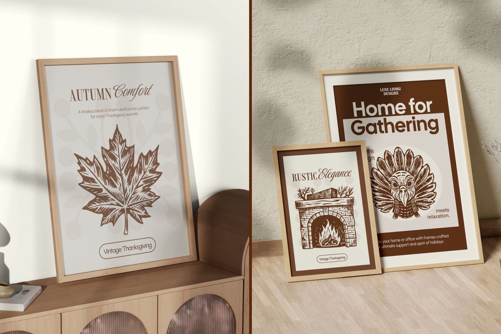 Vintage Thanksgiving Art Set