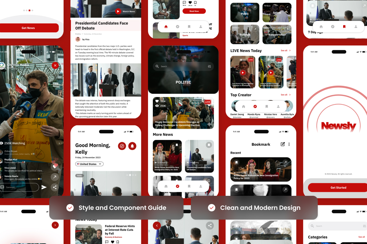 Newsly - News Portal Mobile App Design Template
