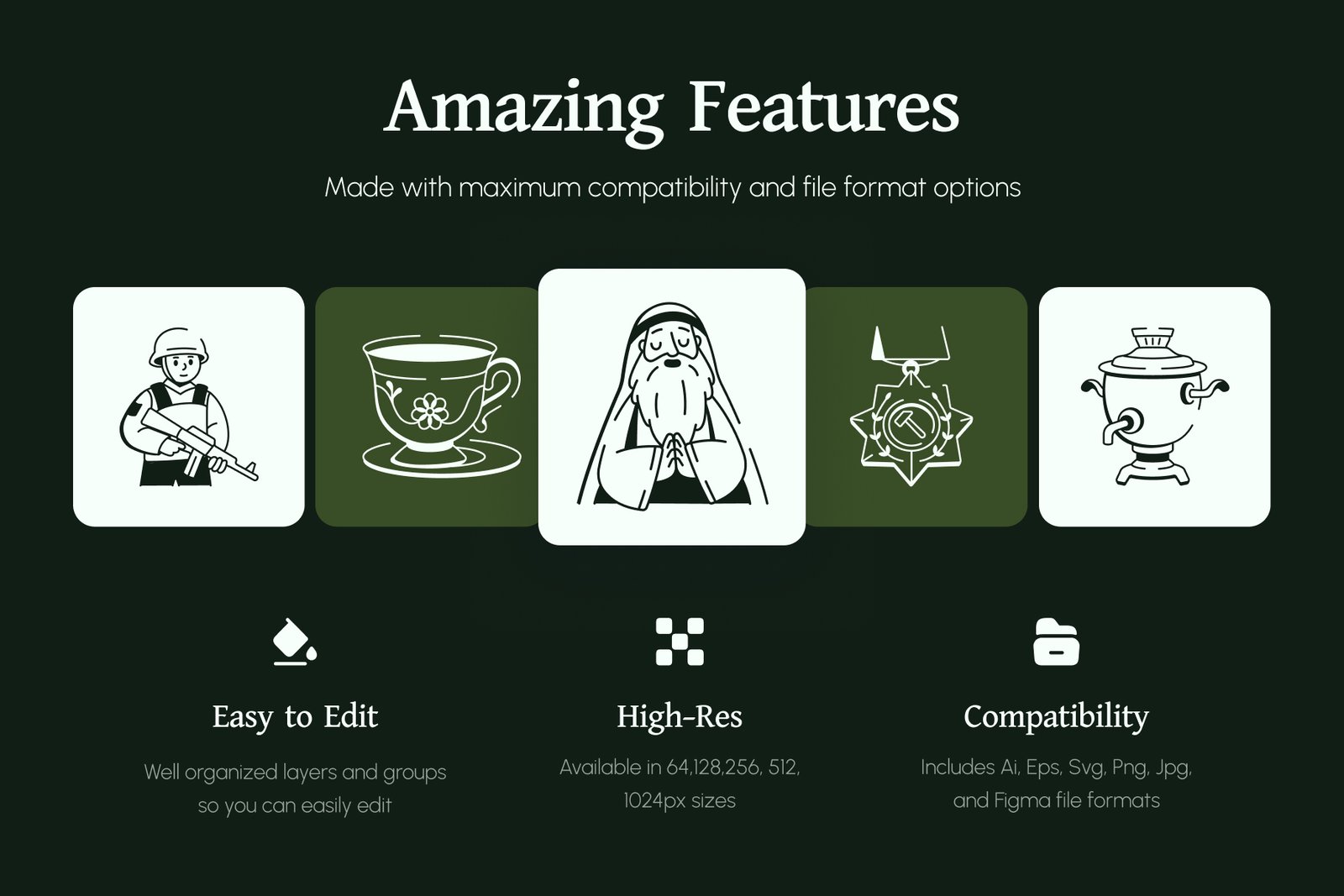 Russian Doodle Icon Set