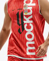 Basketball Player Wearing Sleeveless Shirt and Shorts Mockup
