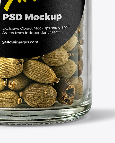 Clear Glass Jar with Cardamom Pods Mockup