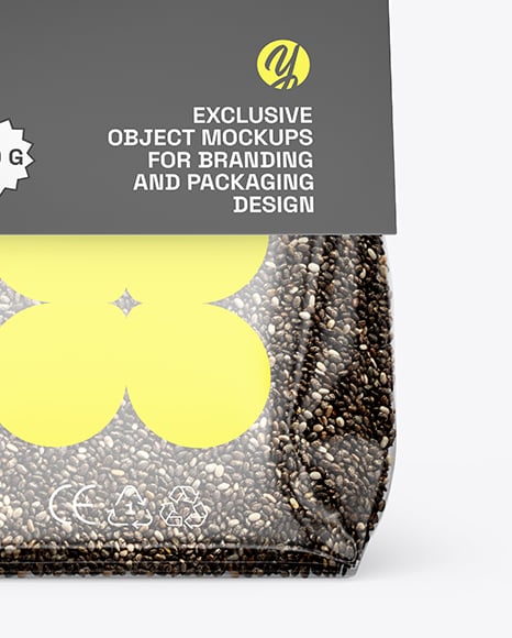 Transparent Package with Chia Seeds Mockup