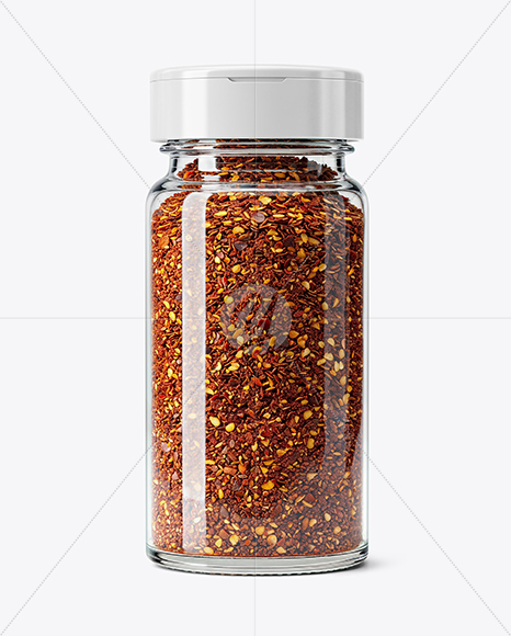 Glass Jar with Chili Pepper Flakes Mockup
