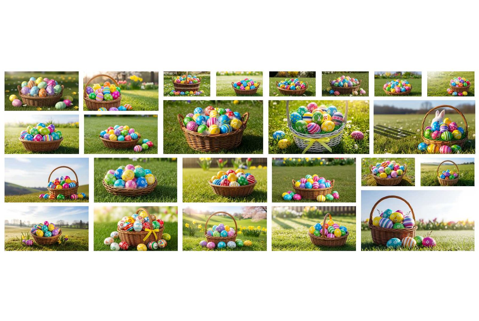 72 Easter Eggs in Basket Stock Photos - Festive Holiday