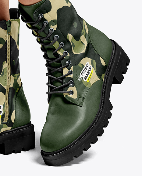 Combat Boots on Women's Legs with Dress Mockup