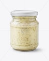 Glass Jar with Horseradish Sauce Mockup