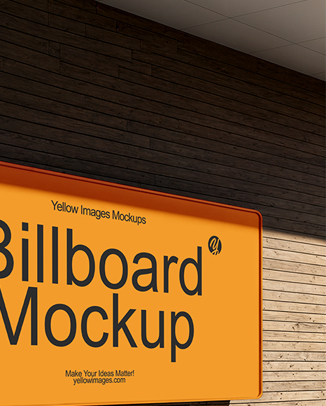 Outdoor Billboard on Wooden Wall Mockup