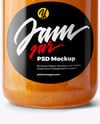 Clear Glass Jar with Peach Jam Mockup