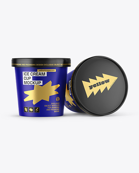 Two Matte Ice Cream Cups Mockup