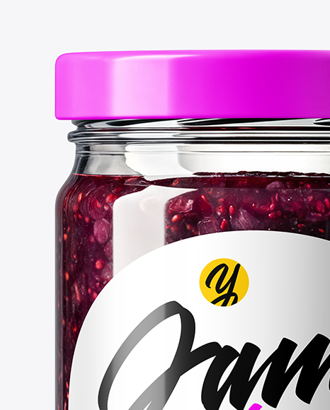 Clear Glass Jar with Black Grape Jam Mockup