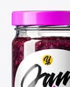 Clear Glass Jar with Black Grape Jam Mockup