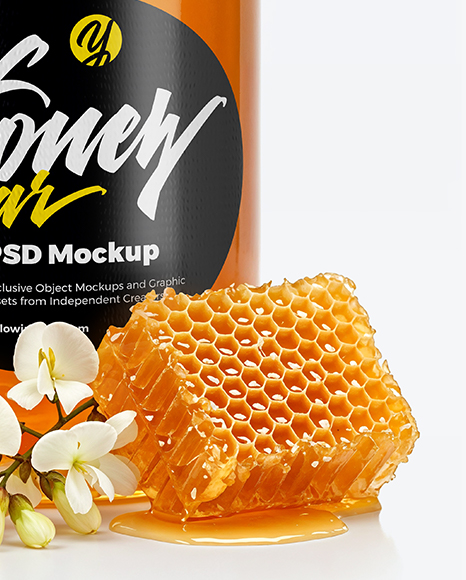 Glass Jar with Acacia Honey Mockup