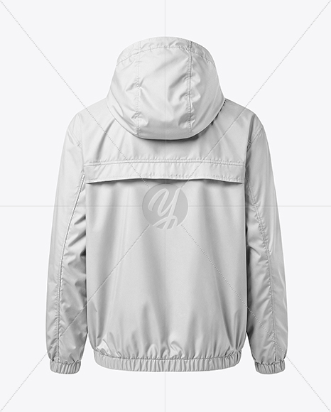Hooded Windbreaker Jacket Mockup - Back View