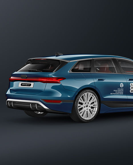 Electric Sportback Car Mockup - Back Half Side View