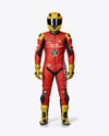 Man Wearing Moto Racing Kit Mockup