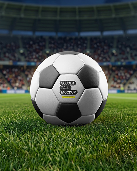 Soccer Ball on Stadium Field Mockup