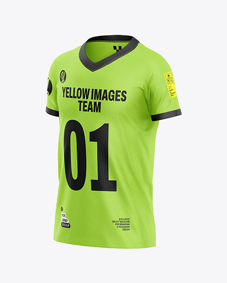 Kids V-Neck Jersey Mockup - Half Side View