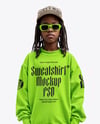Black Boy with Dreadlocks Wearing Sweatshirt and Baseball Cap Mockup