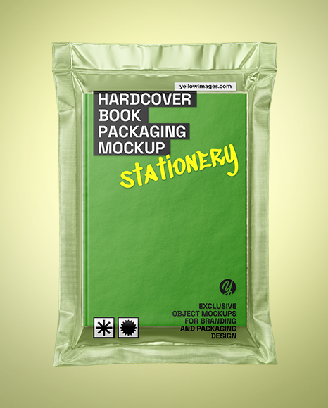 Vacuum Flow-Pack with Hardcover Book Mockup