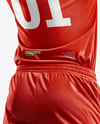 Basketball Player Wearing Jersey and Shorts Throwing Basketball Mockup
