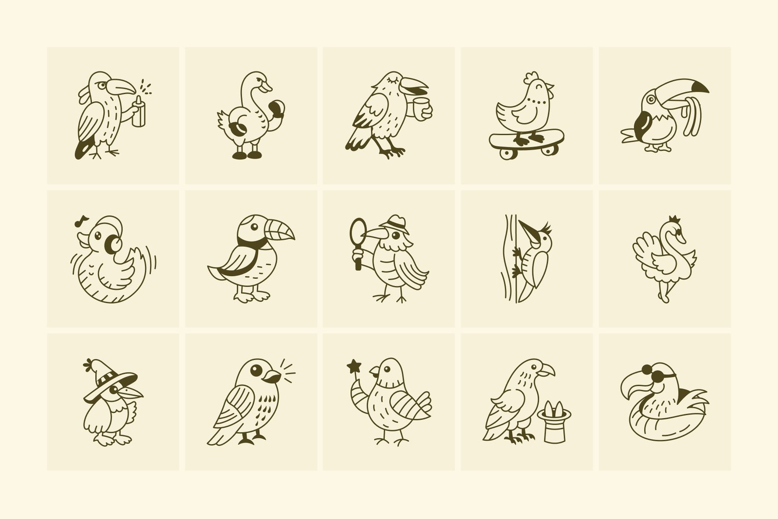 Bird Doodle Art Set