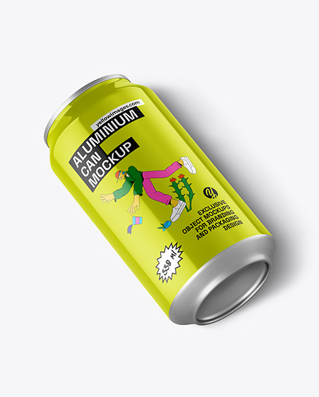Aluminium Can With Glossy Finish Mockup