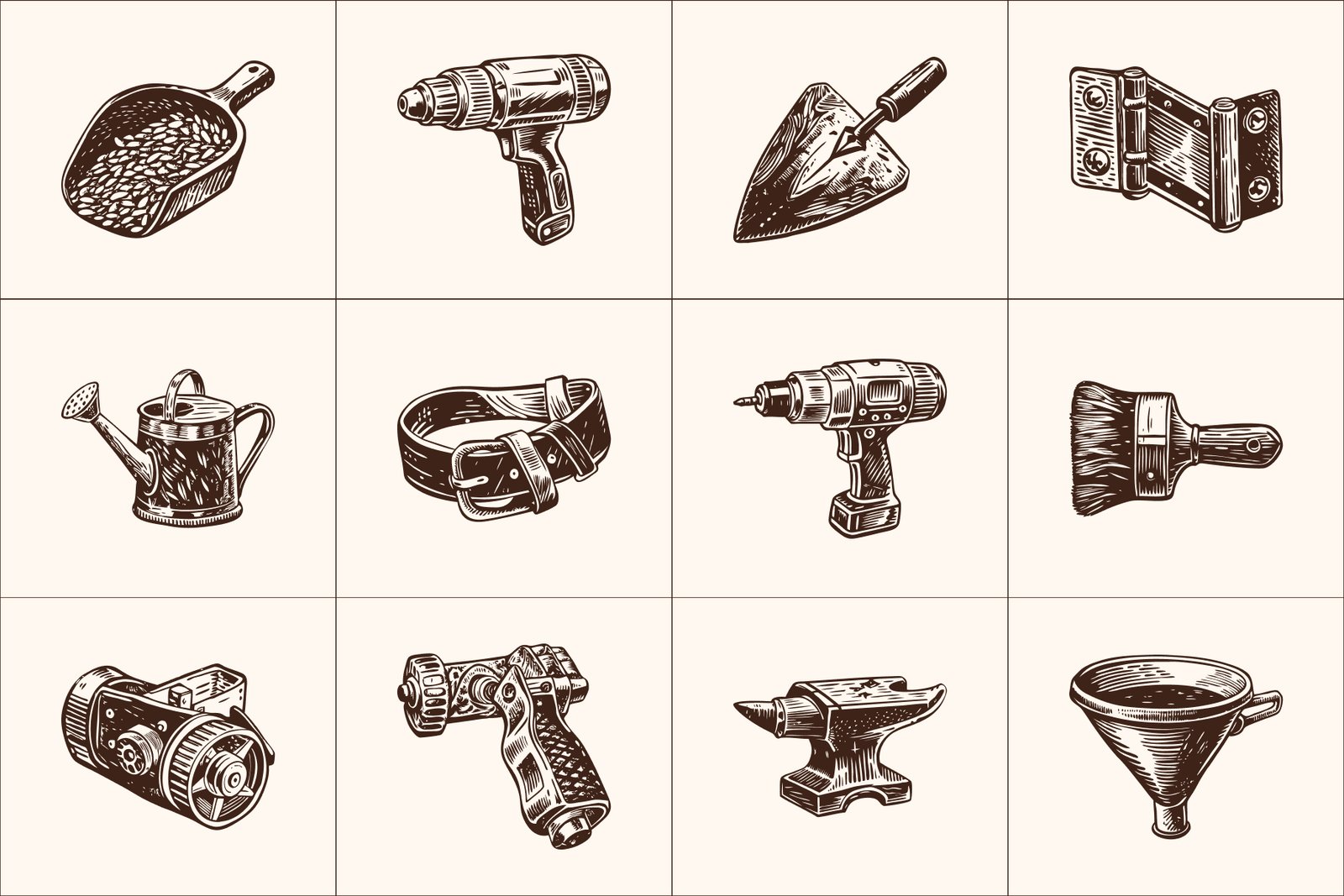 Vintage Tools Illustration Set