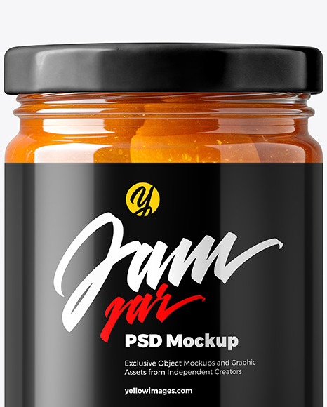 Glass Jar with Apricot Preserves Mockup