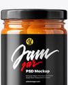 Glass Jar with Apricot Preserves Mockup
