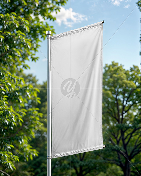 Banner Flag with Metal Flagpole Mockup
