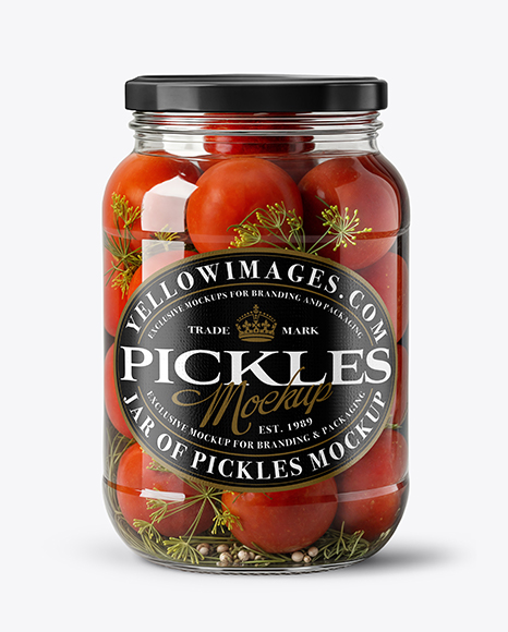 Glass Jar Filled Pickled Tomatoes Mockup
