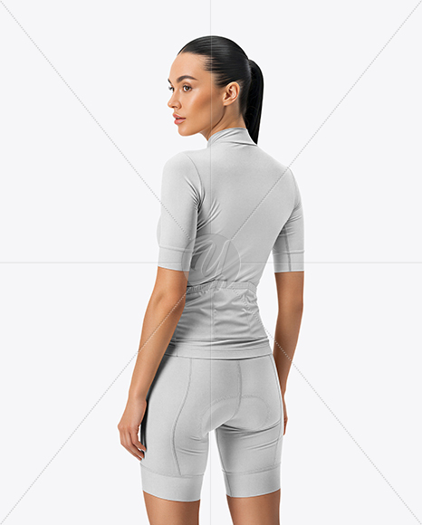 Woman Wearing Cycling Jersey and Bib Shorts Mockup