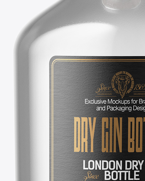 Glass Dry Gin Bottle Mockup