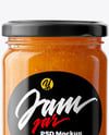 Clear Glass Jar with Peach Jam Mockup