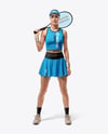 Woman Wearing Tennis Uniform Mockup