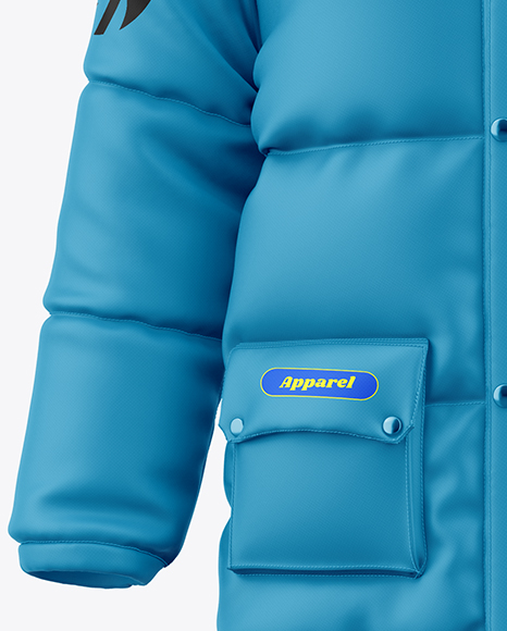Men's Long Down Jacket Mockup - Front View