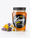 Glass Jar with Wildflower Honey Mockup