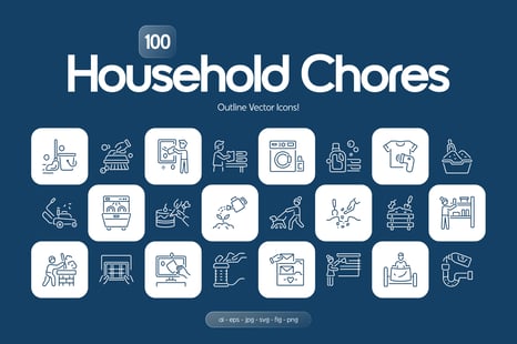 Household Chores Icons Set - Graphics