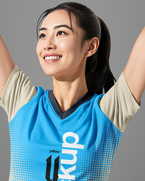 Asian Woman Wearing Table Tennis Uniform Mockup