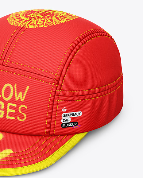 Twill Snapback Cap Mockup - Half Side View (High-Angle Shot)