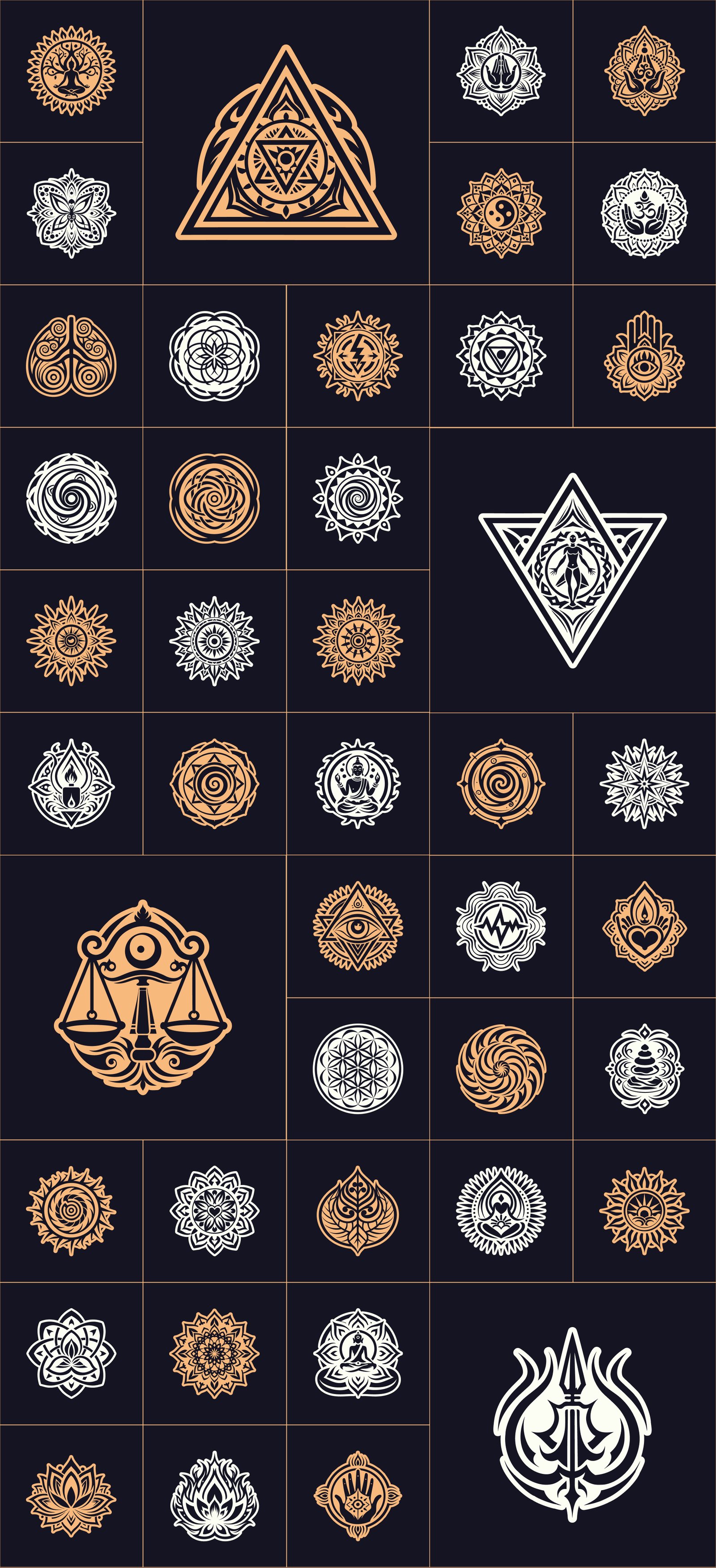 Yoga Symbols Vector Art Set