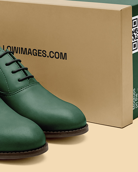 Pair of Women's Oxford Shoes with Box Mockup