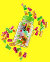Plastic Bottle with Flying Gummies Mockup