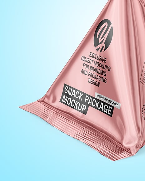 Glossy Metallic Triangular Package Mockup