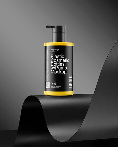 Plastic Cosmetic Bottles with Pump Cap Mockup