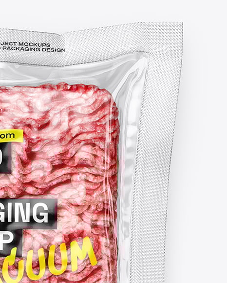 Clear Plastic Flow-Pack with Minced Meat Mockup